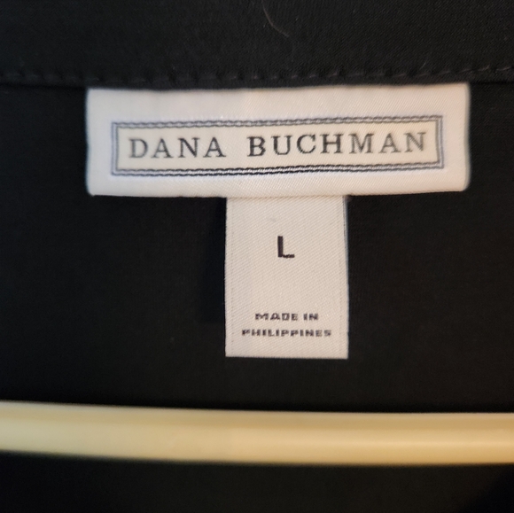 Dana Buchman Black and Blue Printed Blouse.  Beautiful fabric.  Size L - Picture 3 of 5